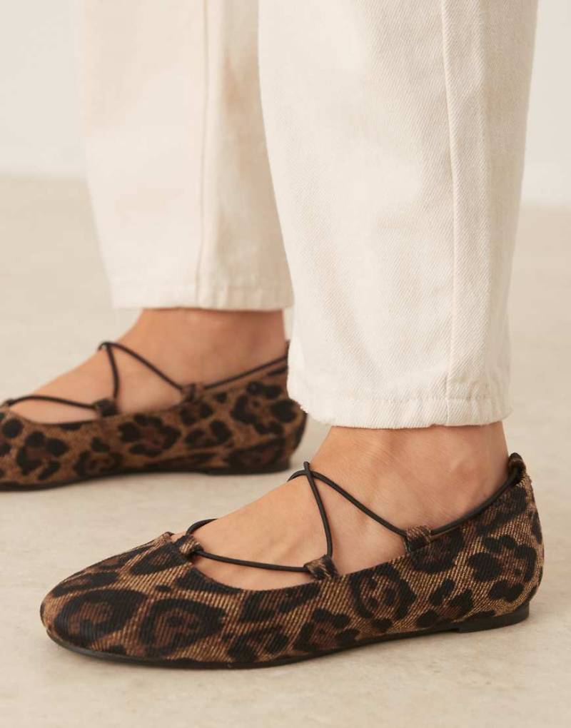 ASOS DESIGN - Lagos - Ballerinas mit Leopardenmuster und elastischen Riemchen-Bunt von ASOS DESIGN