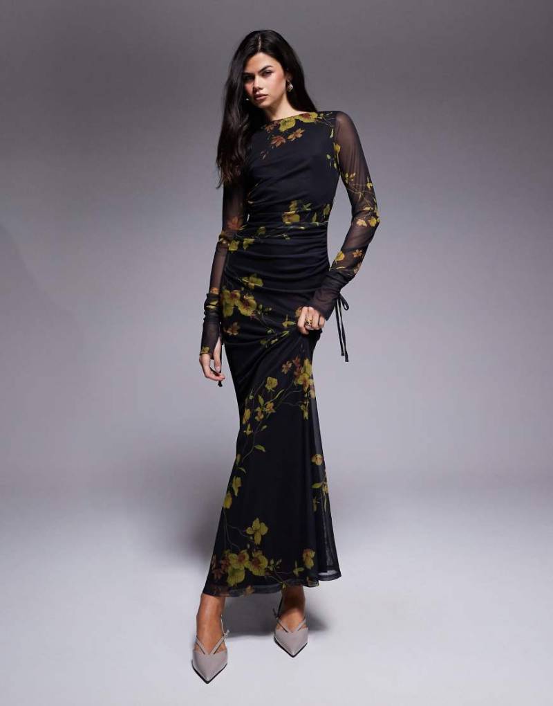 ASOS DESIGN - Lang mit Blumenmuster, Riemchendetail und Blumendetail-Bunt ASOS DESIGN - Lang mit Blumenmuster, Riemchendetail und Blumendetail-Bunt von ASOS DESIGN
