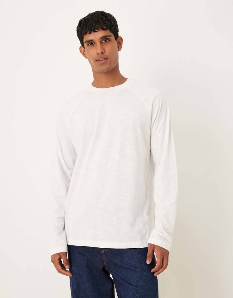 ASOS DESIGN - Locker geschnittenes, langärmliges Shirt in Weiß mit Strukturmuster von ASOS DESIGN
