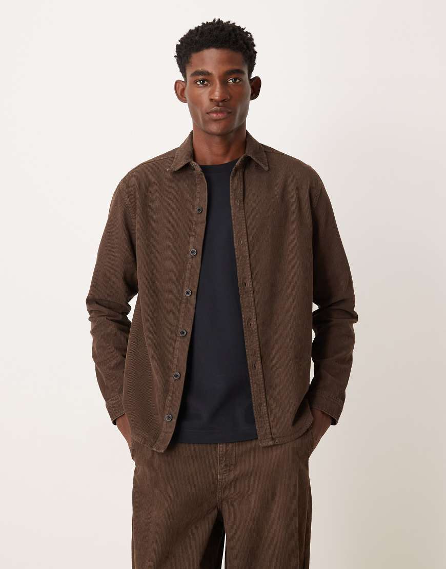 ASOS DESIGN - Langärmliges Hemd aus Cord in Braun, Kombiteil-Brown von ASOS DESIGN