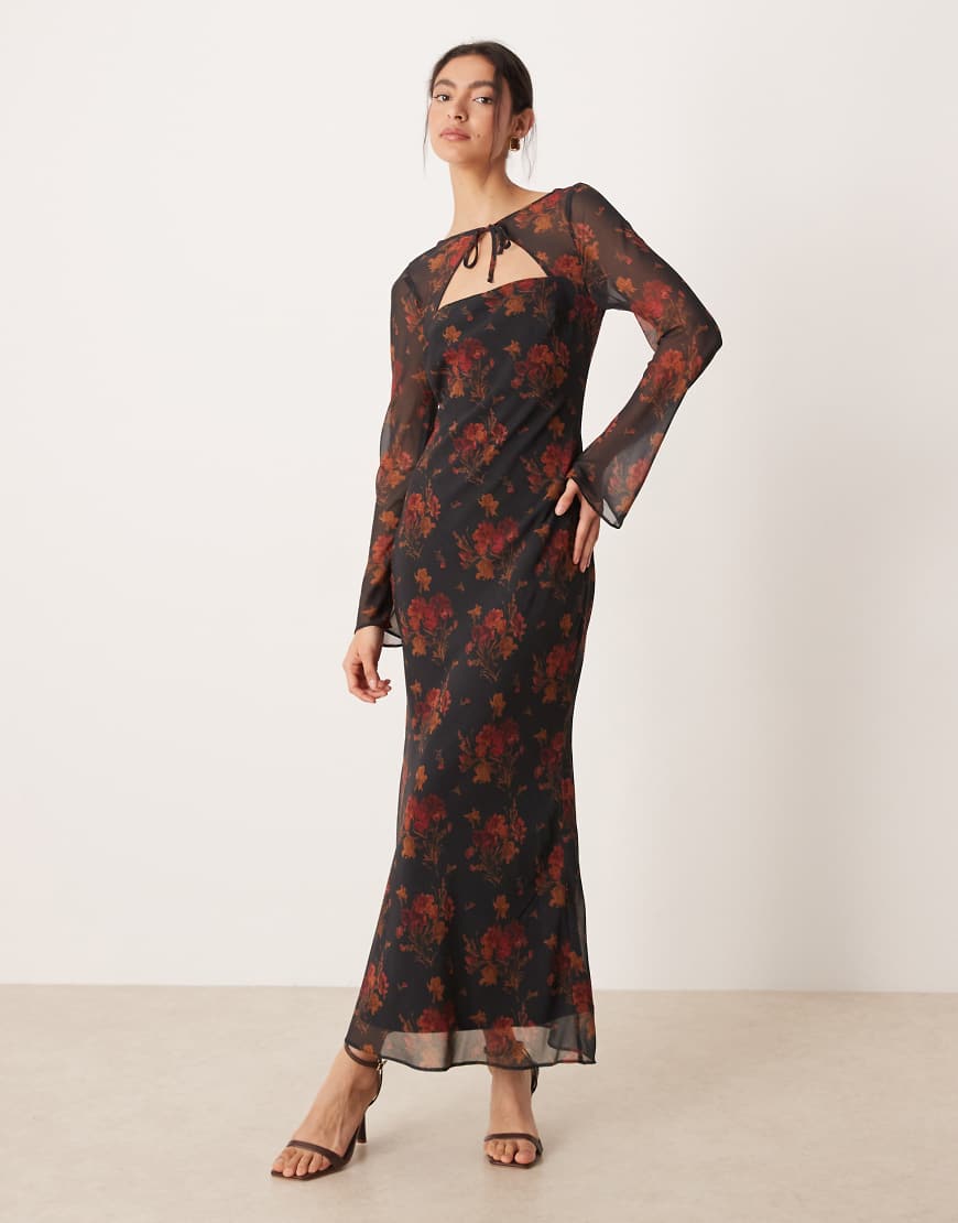 ASOS DESIGN - Langärmliges Maxikleid mit Blumenmuster-Bunt von ASOS DESIGN