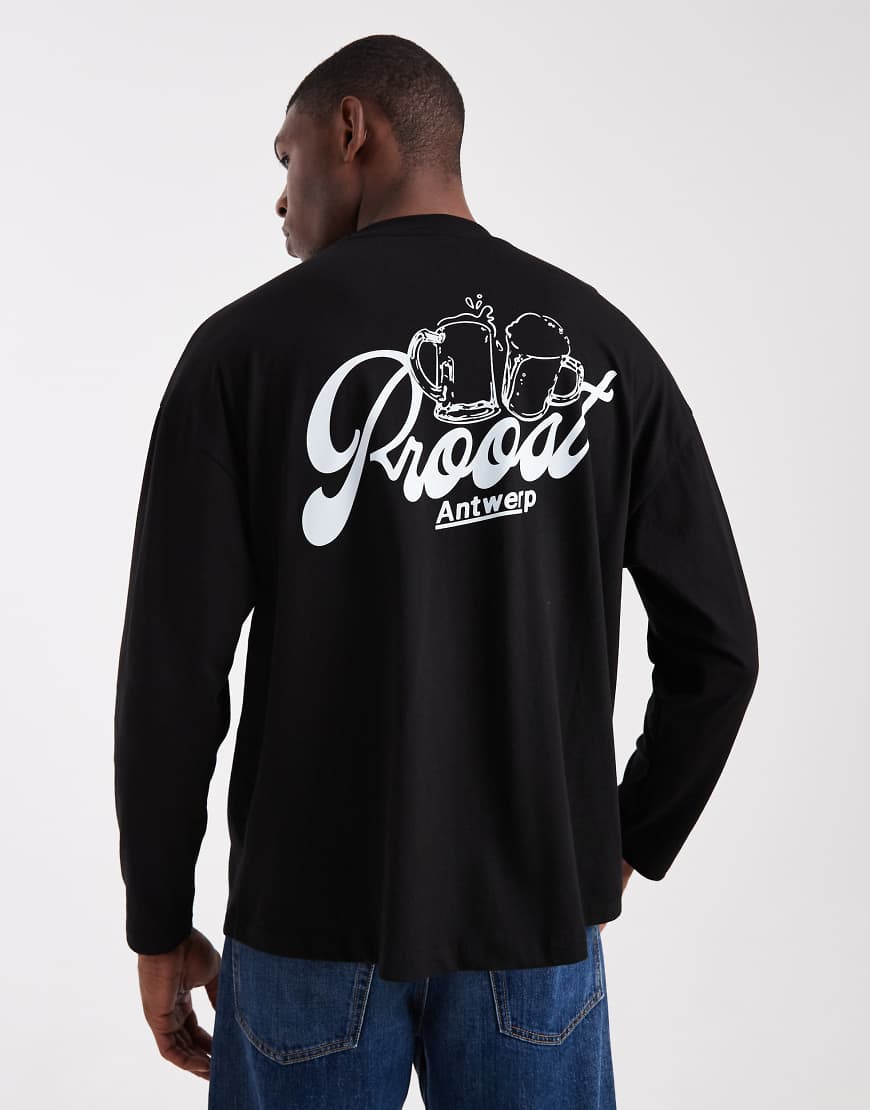 ASOS DESIGN - Langärmliges Oversize-Shirt in Schwarz mit Rückenprint von ASOS DESIGN