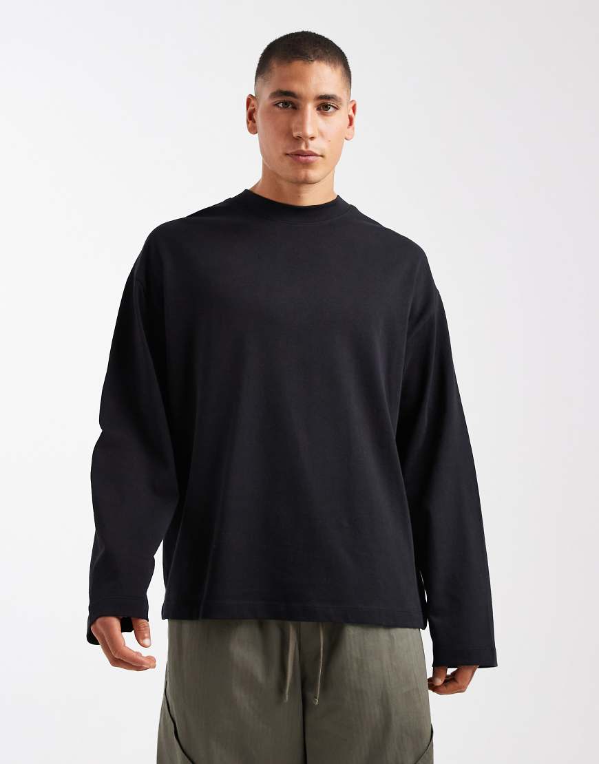 ASOS DESIGN - Langärmliges Oversize-T-Shirt aus schwerem Material in Schwarz von ASOS DESIGN