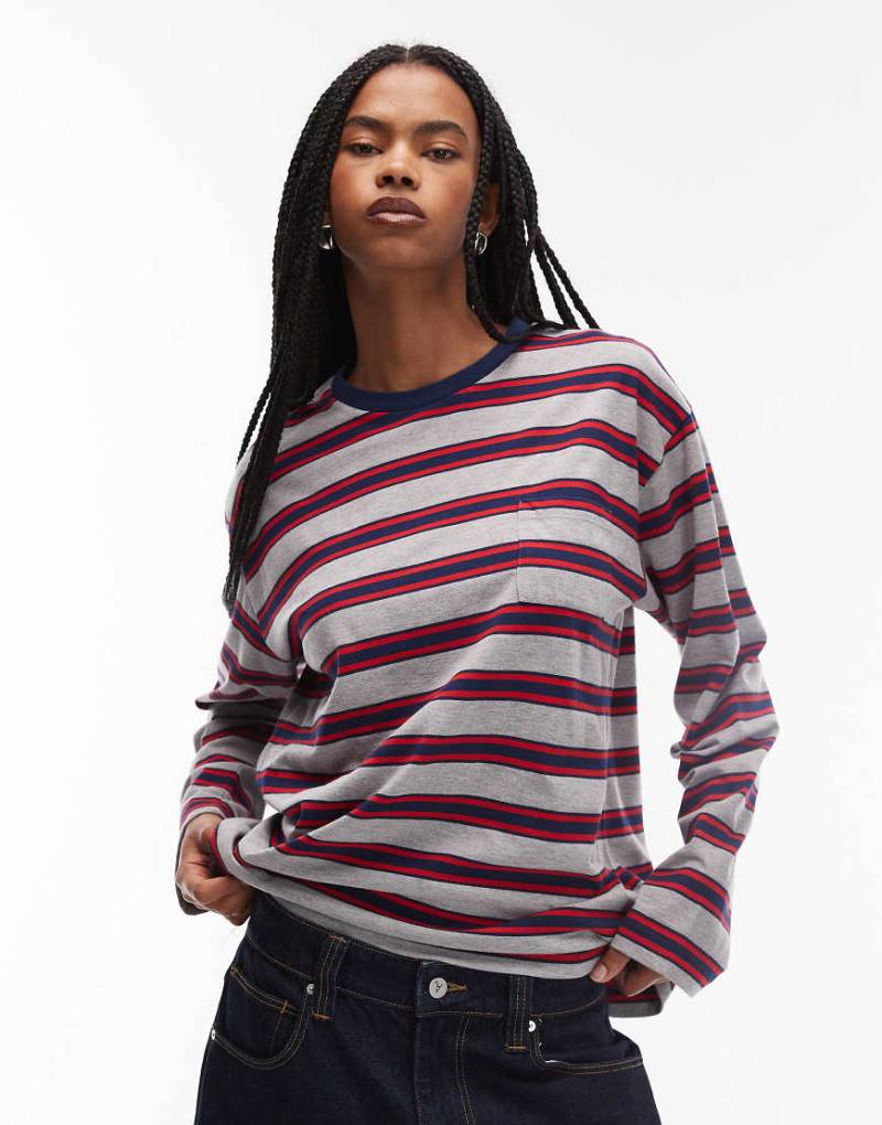 ASOS - DESIGN - Langärmliges Oversize-T-Shirt in Marineblau mit Streifen mit lockerem Schnitt ASOS - DESIGN - Langärmliges Oversize-T-Shirt in Marineblau mit Streifen mit lockerem Schnitt von ASOS DESIGN