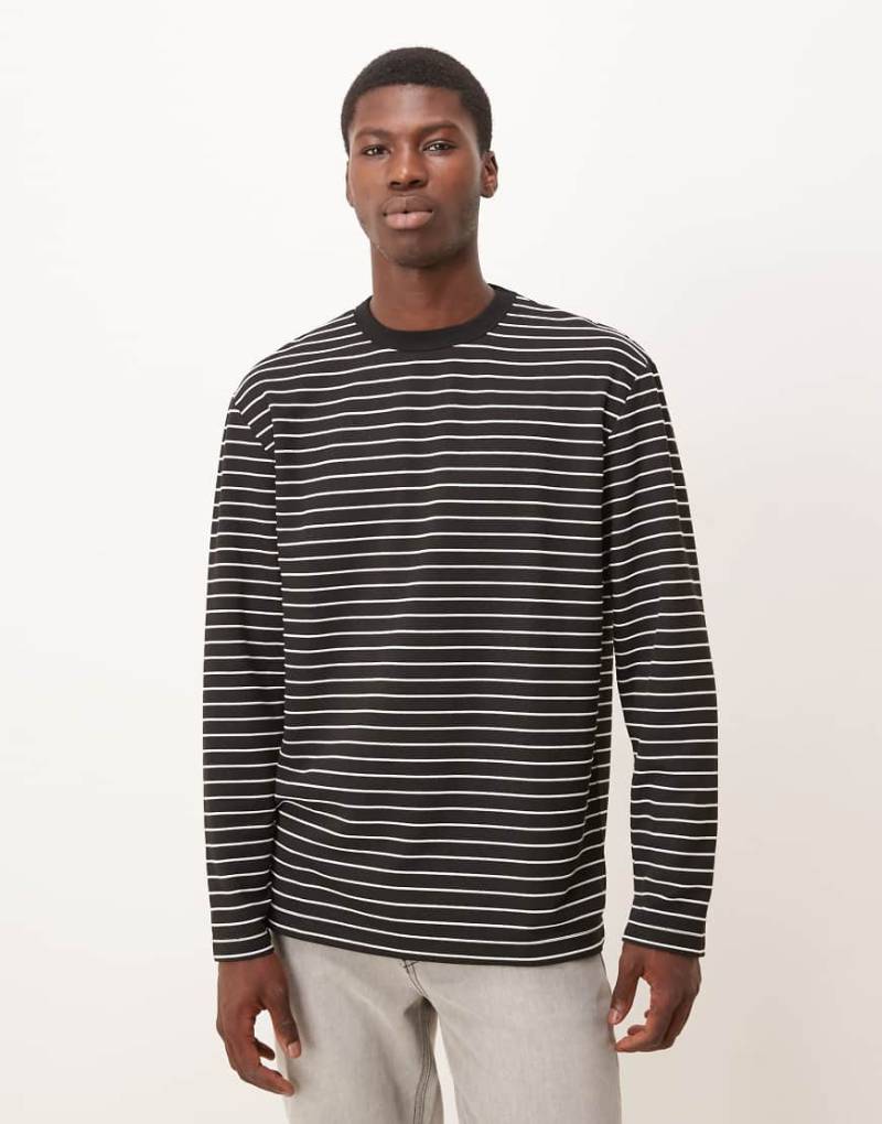 ASOS DESIGN - Langärmliges Relaxed-Fit-T-Shirt in Schwarz und Weiß gestreift-Bunt von ASOS DESIGN