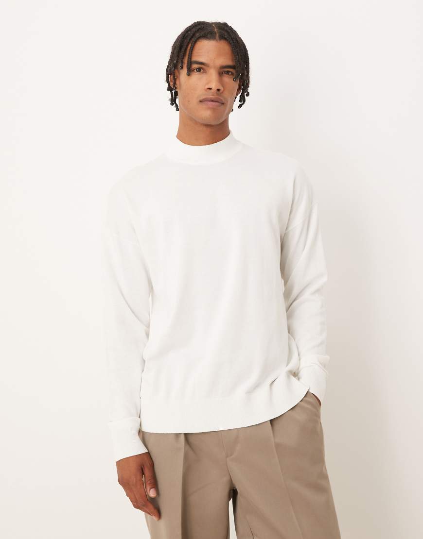 ASOS DESIGN - Langärmliges Relaxed-Fit-T-Shirt mit Rollkragen in Beige-Neutral von ASOS DESIGN