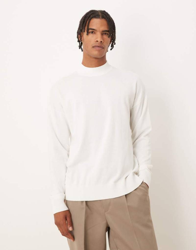 ASOS DESIGN - Langärmliges Relaxed-Fit-T-Shirt mit Rollkragen in Beige-Neutral von ASOS DESIGN
