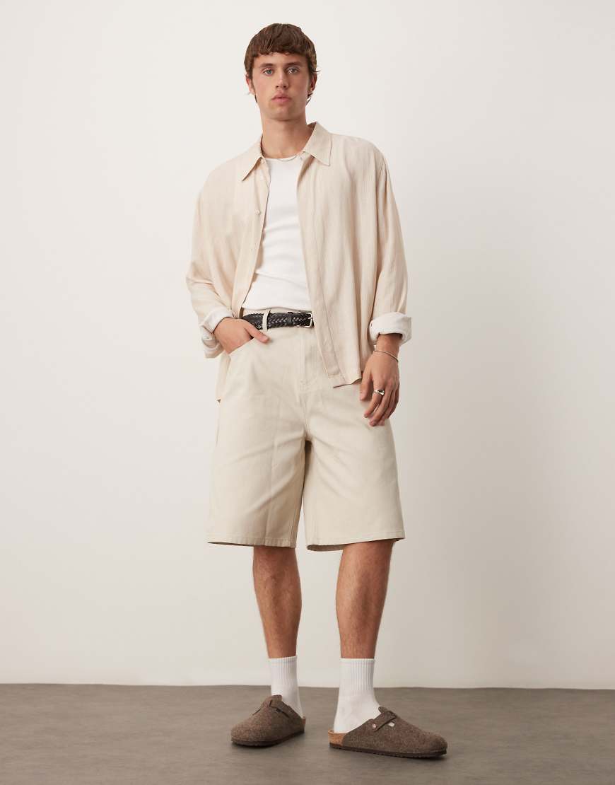 ASOS DESIGN - Lange Canvas-Shorts in Steinbeige-Grau von ASOS DESIGN