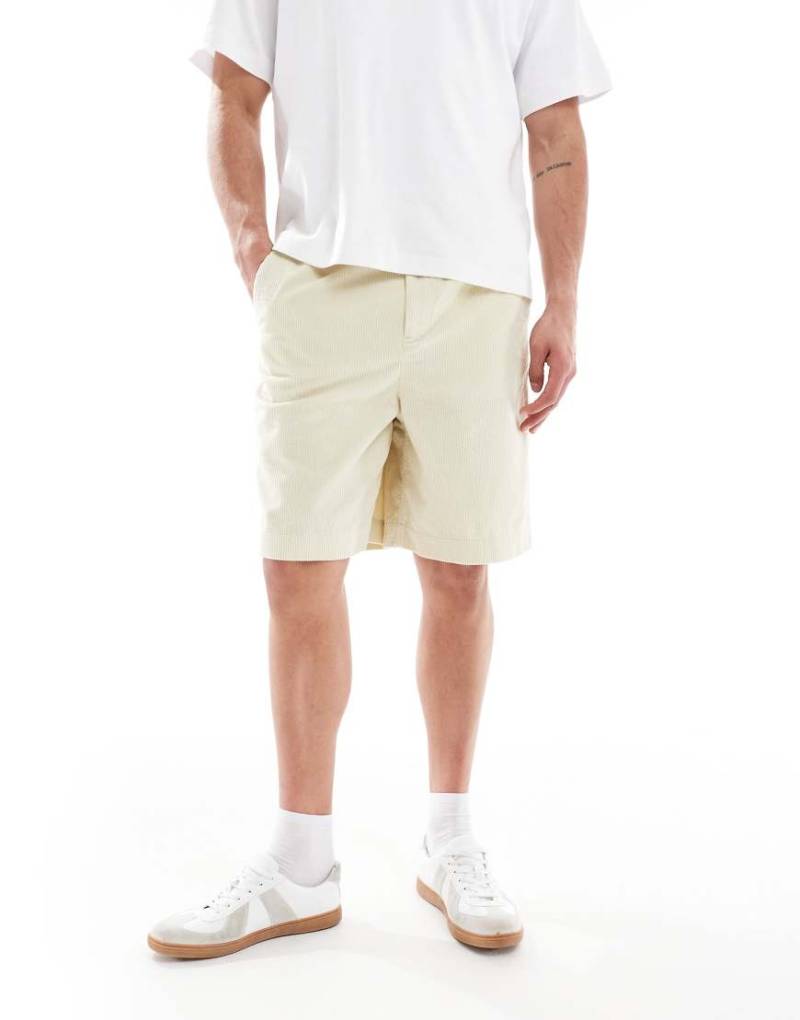 ASOS DESIGN - Lange Cord-Shorts in Ecru-Neutral von ASOS DESIGN
