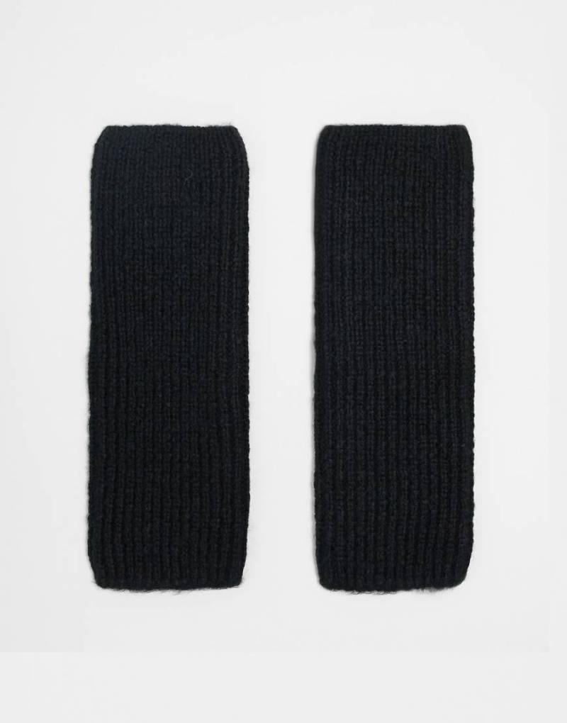 ASOS DESIGN - Lange gestrickte Handstulpen in Schwarz von ASOS DESIGN