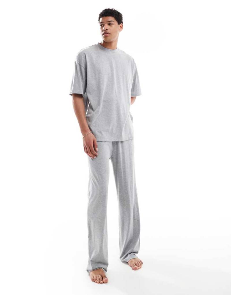 ASOS DESIGN - Langer Pyjama in grau meliert von ASOS DESIGN