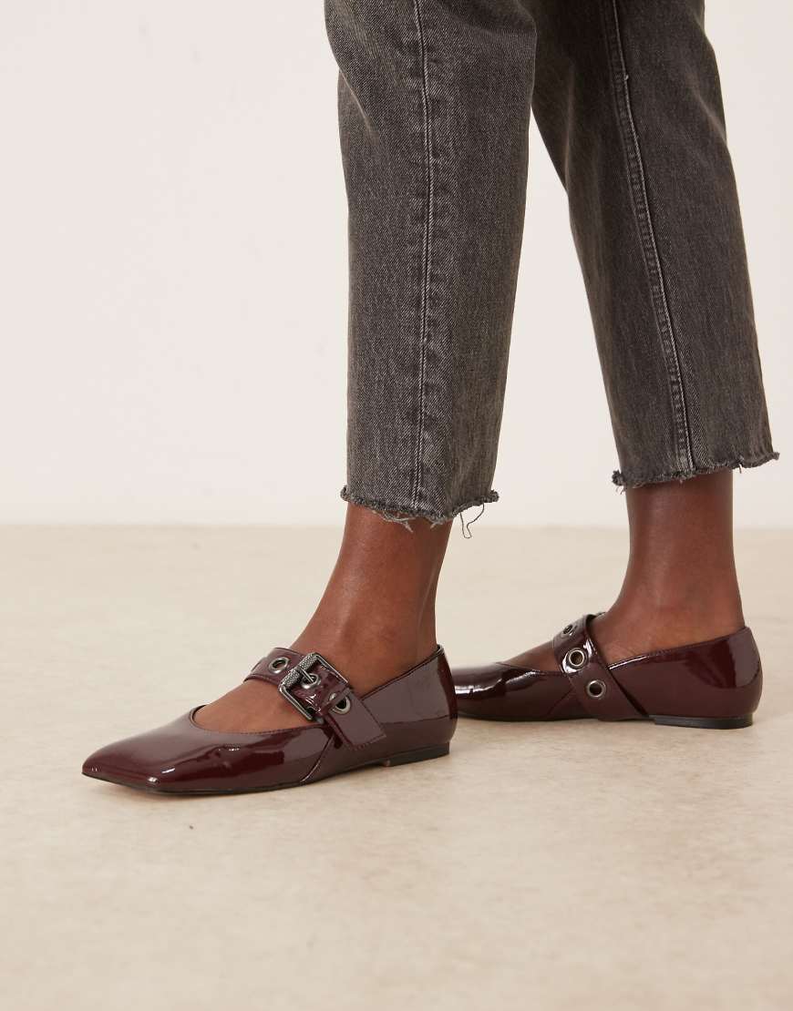 ASOS DESIGN - Lazarus - Mary-Jane-Ballerinas in Burgunderrot von ASOS DESIGN