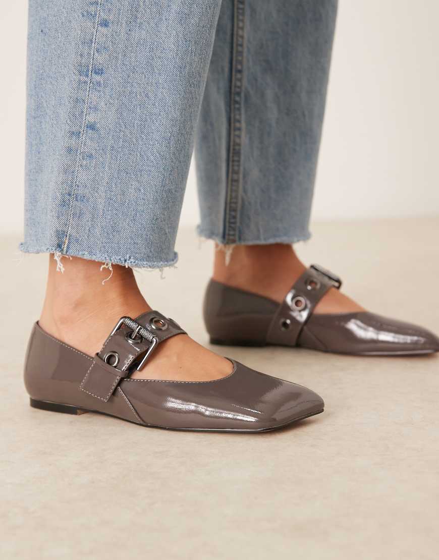 ASOS DESIGN - Lazarus - Mary-Jane-Ballerinas in Grau von ASOS DESIGN