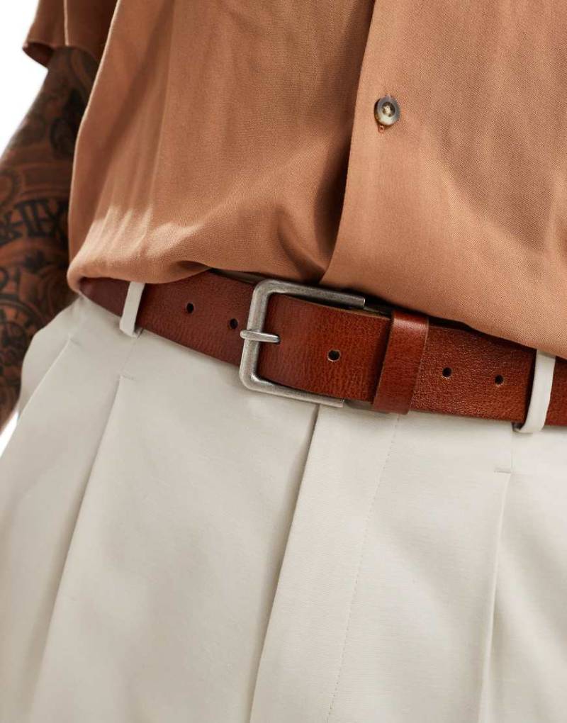 ASOS DESIGN - Eleganter Gürtel aus Leder in Hellbraun von ASOS DESIGN