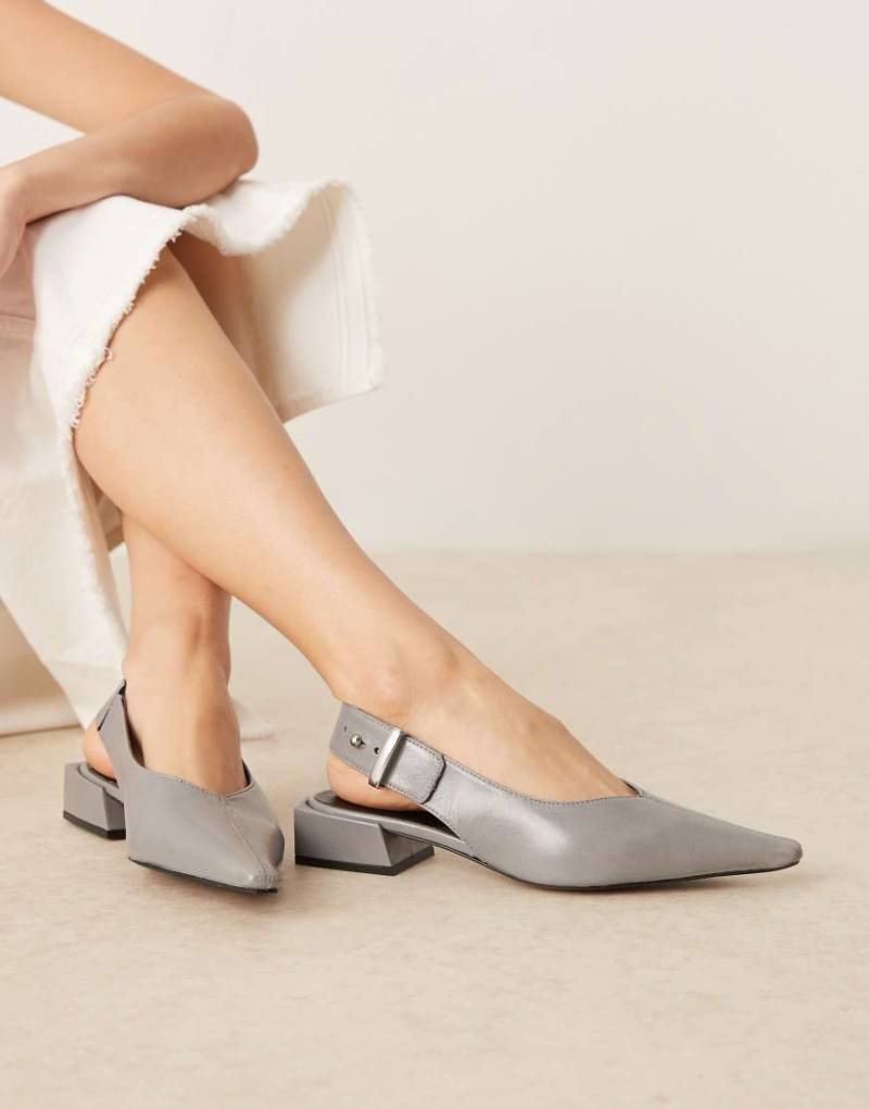 ASOS DESIGN - Ledge - Schuhe aus hochwertigem Leder in Grau mit Fersenriemen von ASOS DESIGN