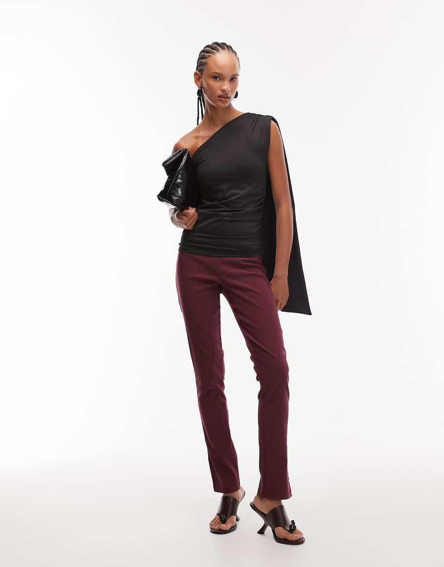 ASOS DESIGN - Leicht verlängerte Bengaline-Leggings in Feige mit Seitenschlitz-Lila von ASOS DESIGN