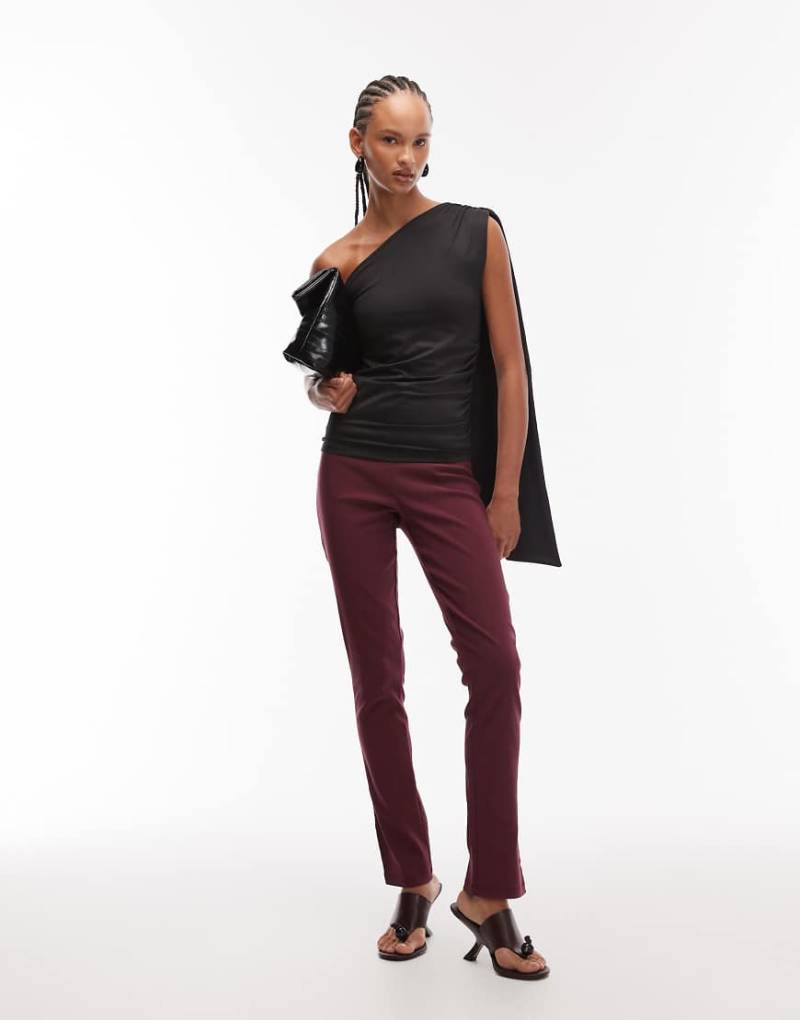 ASOS DESIGN - Leicht verlängerte Bengaline-Leggings in Feige mit Seitenschlitz-Lila ASOS DESIGN - Leicht verlängerte Bengaline-Leggings in Feige mit Seitenschlitz-Lila von ASOS DESIGN