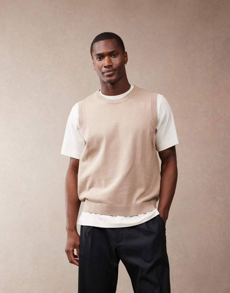 ASOS DESIGN - Leichtes, locker geschnittenes Strick-Tanktop in Steinbeige-Neutral von ASOS DESIGN