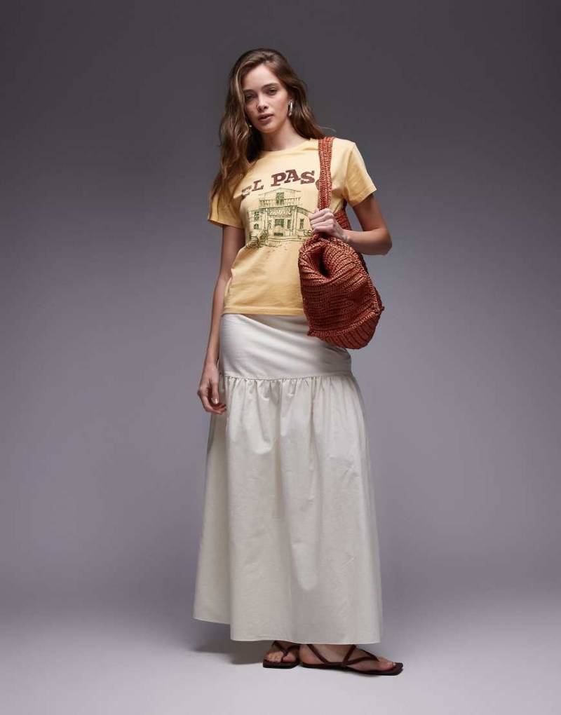 ASOS DESIGN - Leinenmix-Maxirock in Ecru mit tiefer Taille-Weiß von ASOS DESIGN