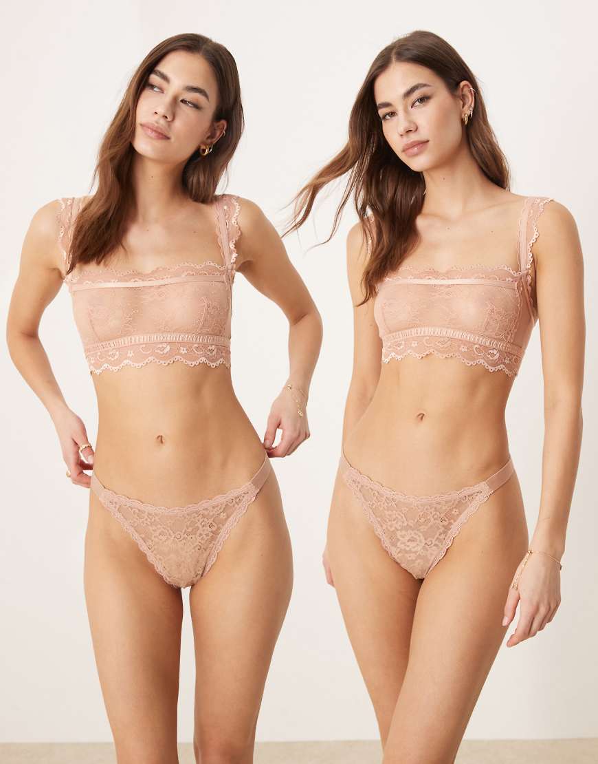 ASOS DESIGN - Lila - 2er-Pack Tangas in Sand-Neutral von ASOS DESIGN