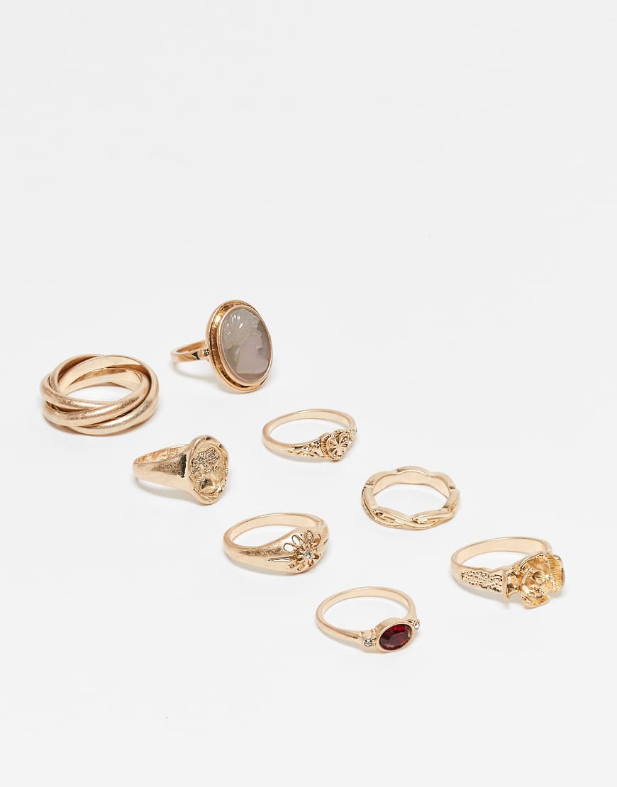 ASOS DESIGN - Limited Edition - Multipack Stacking-Ringe in Gold-Optik-Goldfarben ASOS DESIGN - Limited Edition - Multipack Stacking-Ringe in Gold-Optik-Goldfarben von ASOS DESIGN