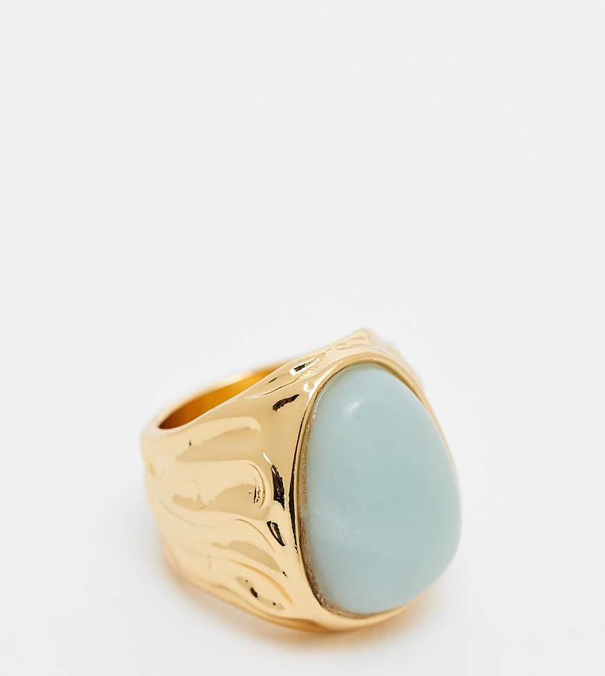 ASOS DESIGN - Limited Edition - Ring mit Amazonit-Stein und 14k-Vergoldung-Goldfarben von ASOS DESIGN