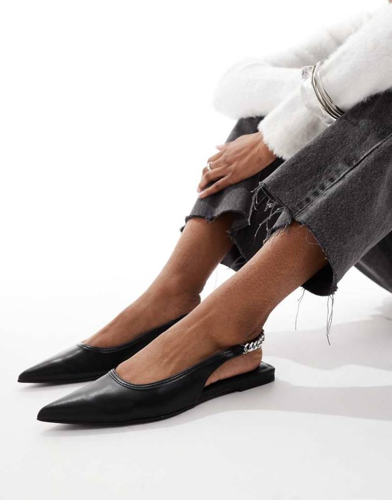 ASOS DESIGN - Link - Ballerinas in Schwarz mit Fersenriemen von ASOS DESIGN