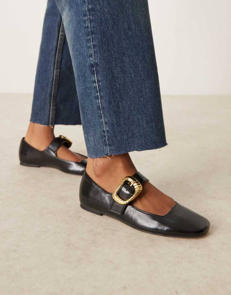 ASOS DESIGN - Linton - Mary-Jane-Ballerinas in Schwarz mit eckiger Zehenpartie von ASOS DESIGN