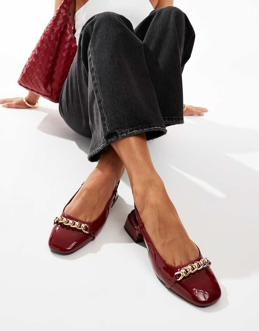 ASOS DESIGN - Lion - Ballerinas in Burgunder mit Fersenriemchen-Rot von ASOS DESIGN