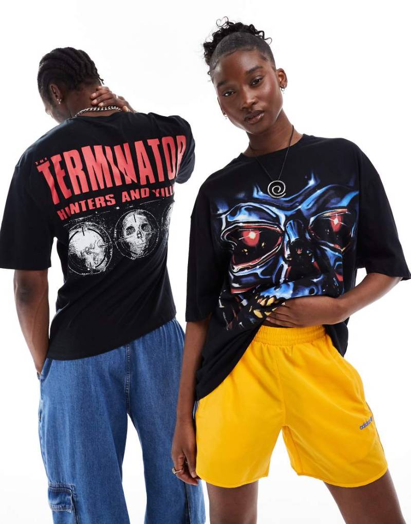 ASOS DESIGN - Lizenziertes Unisex-T-Shirt in Schwarz mit Oversize-Schnitt und „Terminator"-Grafikprints von ASOS DESIGN