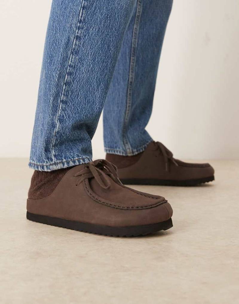 ASOS DESIGN - Loafer im Mules-Design aus Wildleder in Braun mit Schnürung-Brown von ASOS DESIGN
