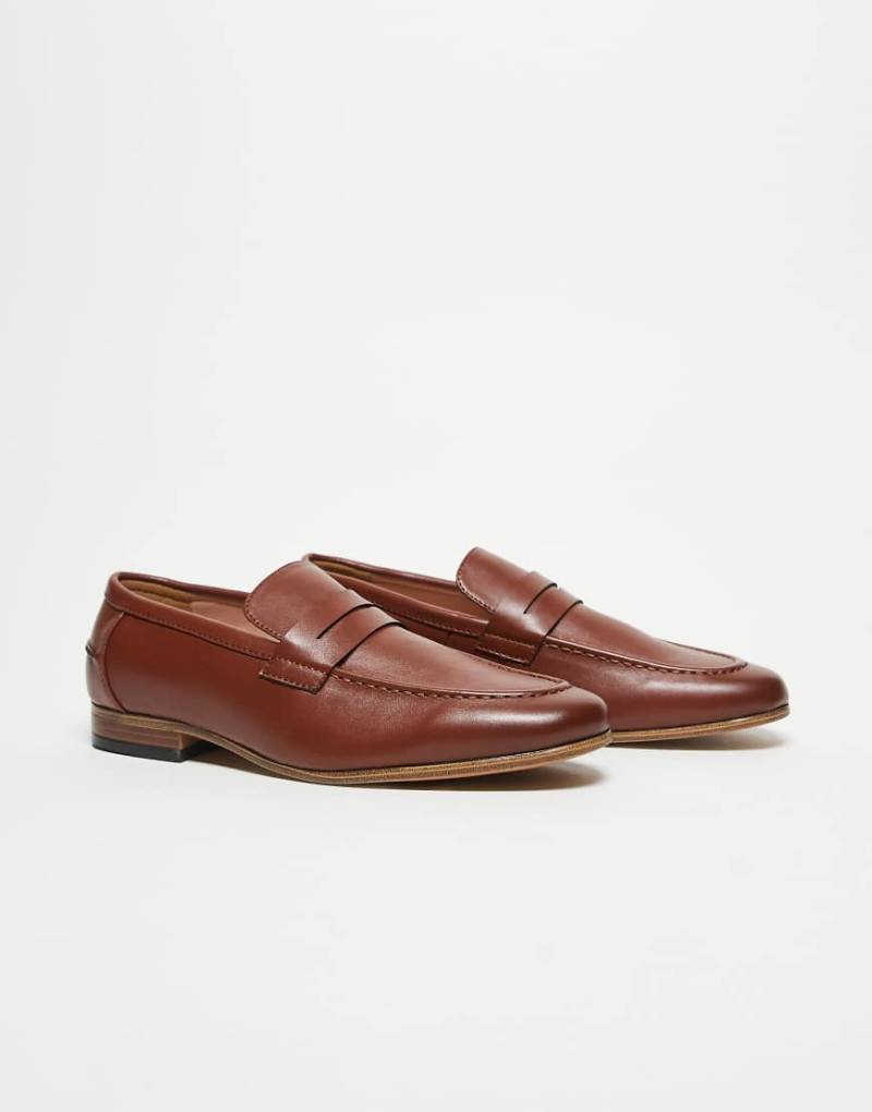 ASOS DESIGN - Loafer in Braun mit Sohle aus Naturmaterial von ASOS DESIGN