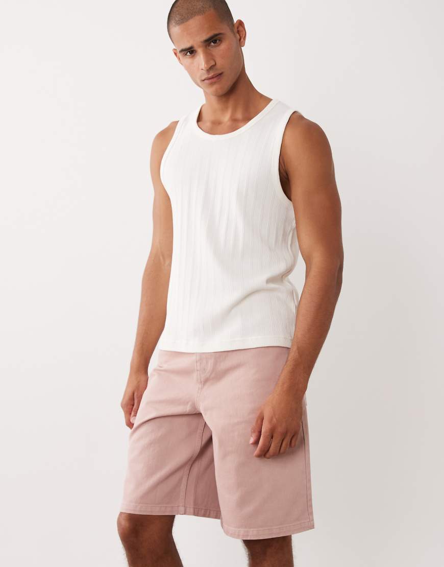 ASOS DESIGN - Locker geschnittene Jeans-Jorts in Rosa von ASOS DESIGN