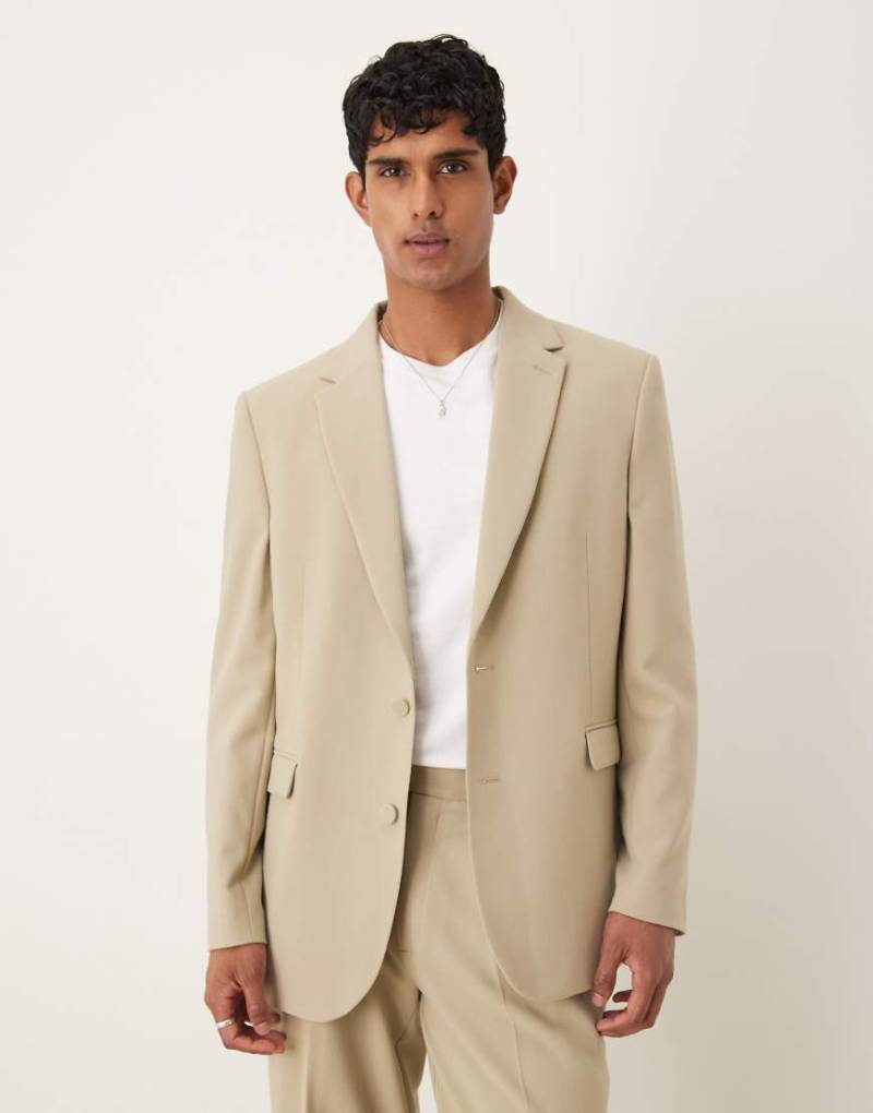 ASOS DESIGN - Locker geschnittene Longline-Anzugjacke in Steinbeige-Grün ASOS DESIGN - Locker geschnittene Longline-Anzugjacke in Steinbeige-Grün von ASOS DESIGN