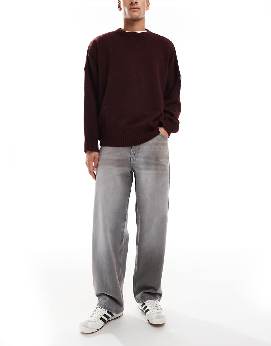 ASOS DESIGN - Locker geschnittene Straight Jeans in grauer Waschung von ASOS DESIGN