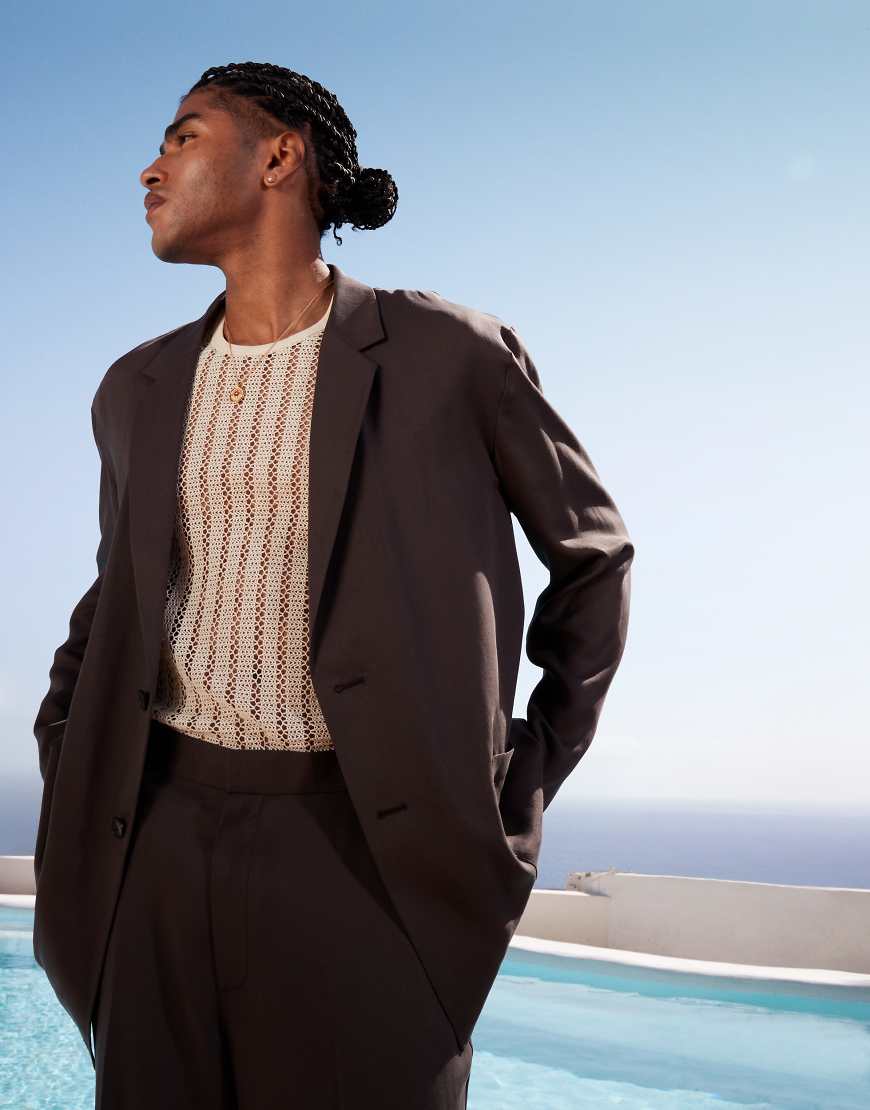 ASOS DESIGN - Leichter, lockerer Oversize-Blazer in Grau von ASOS DESIGN