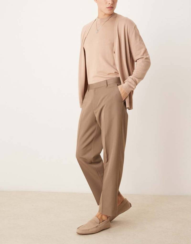 ASOS DESIGN - Locker geschnittene Strickjacke in Steinbeige, Kombiteil-Neutral von ASOS DESIGN
