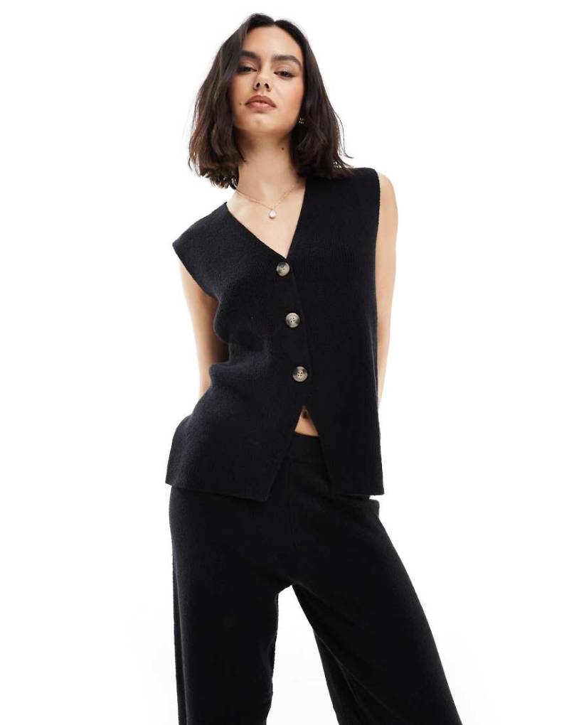 ASOS DESIGN - Locker geschnittene Weste in Schwarz, Kombiteil von ASOS DESIGN