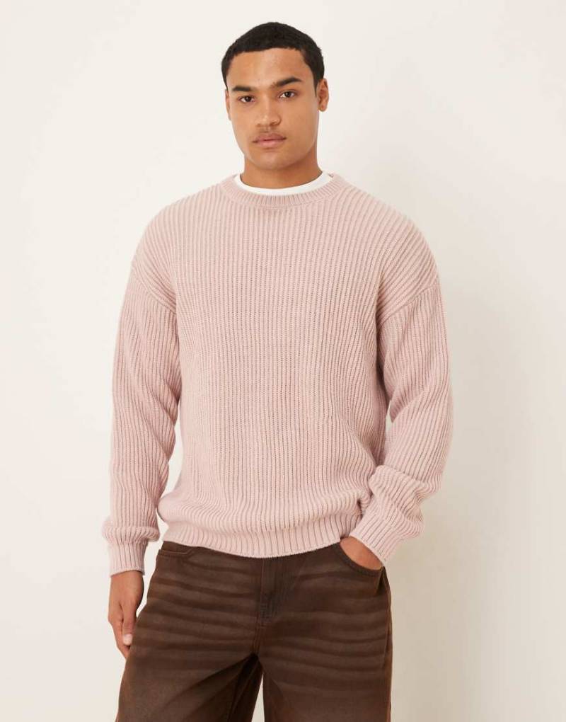 ASOS DESIGN - Locker geschnittener, langärmliger Strickpullover in Rosa mit Rundhalsausschnitt ASOS DESIGN - Locker geschnittener, langärmliger Strickpullover in Rosa mit Rundhalsausschnitt von ASOS DESIGN