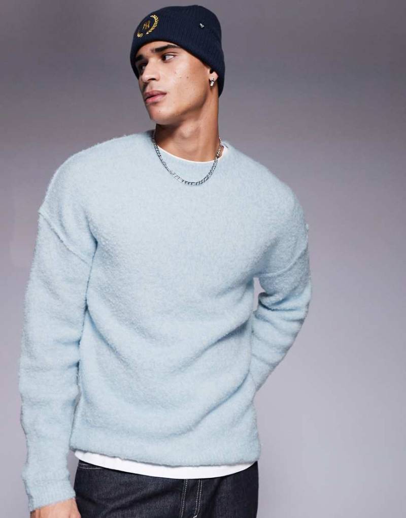 ASOS DESIGN - Locker geschnittener, strukturierter Strickpullover in Hellblau von ASOS DESIGN