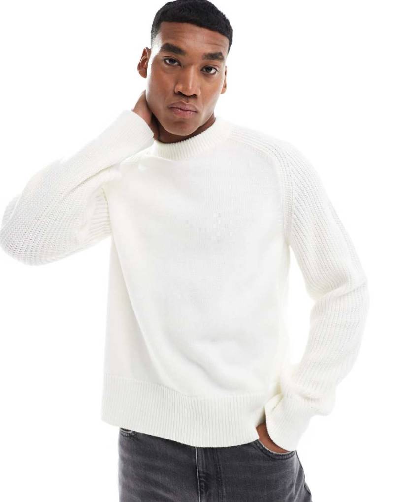 ASOS DESIGN - Locker geschnittener Boxy Fit Strickpullover in Ecru mit gerippten Ärmeln-Neutral von ASOS DESIGN