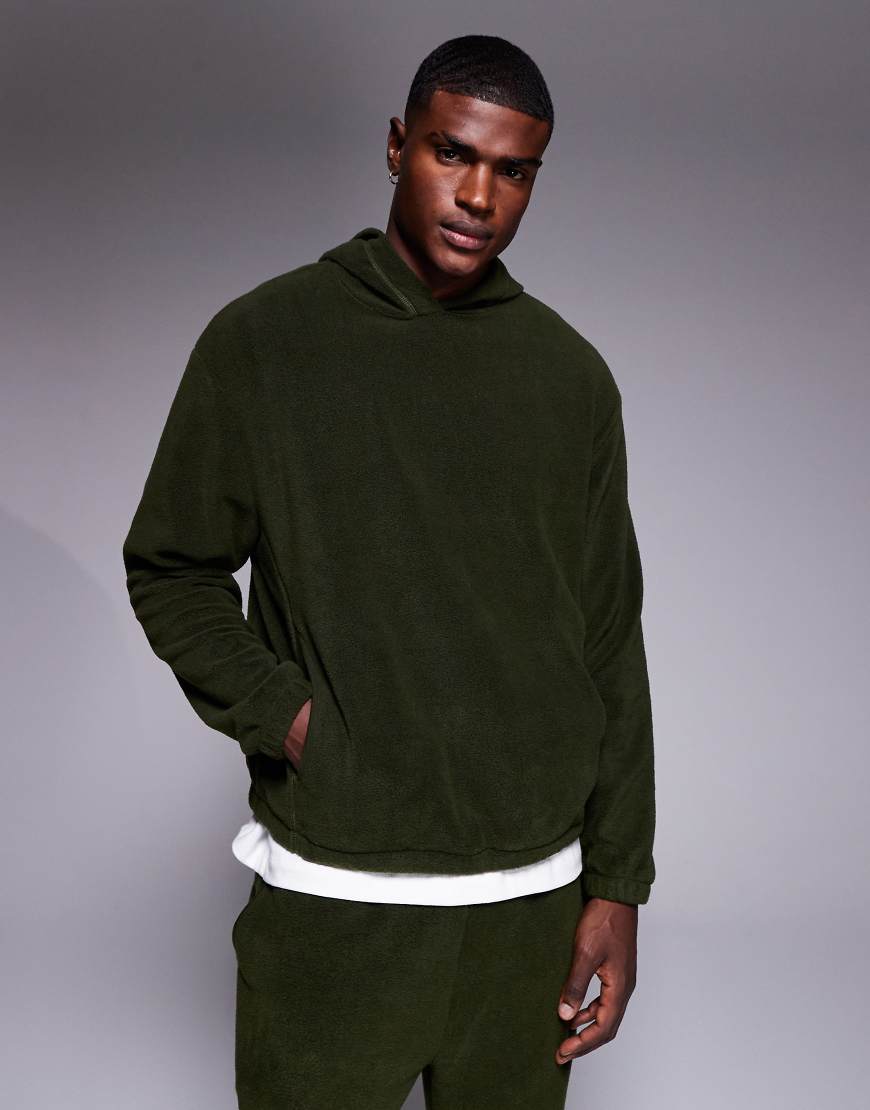 ASOS DESIGN - Relaxed Fit Kapuzenpullover aus Fleece in Grün, Kombiteil ASOS DESIGN - Relaxed Fit Kapuzenpullover aus Fleece in Grün, Kombiteil von ASOS DESIGN