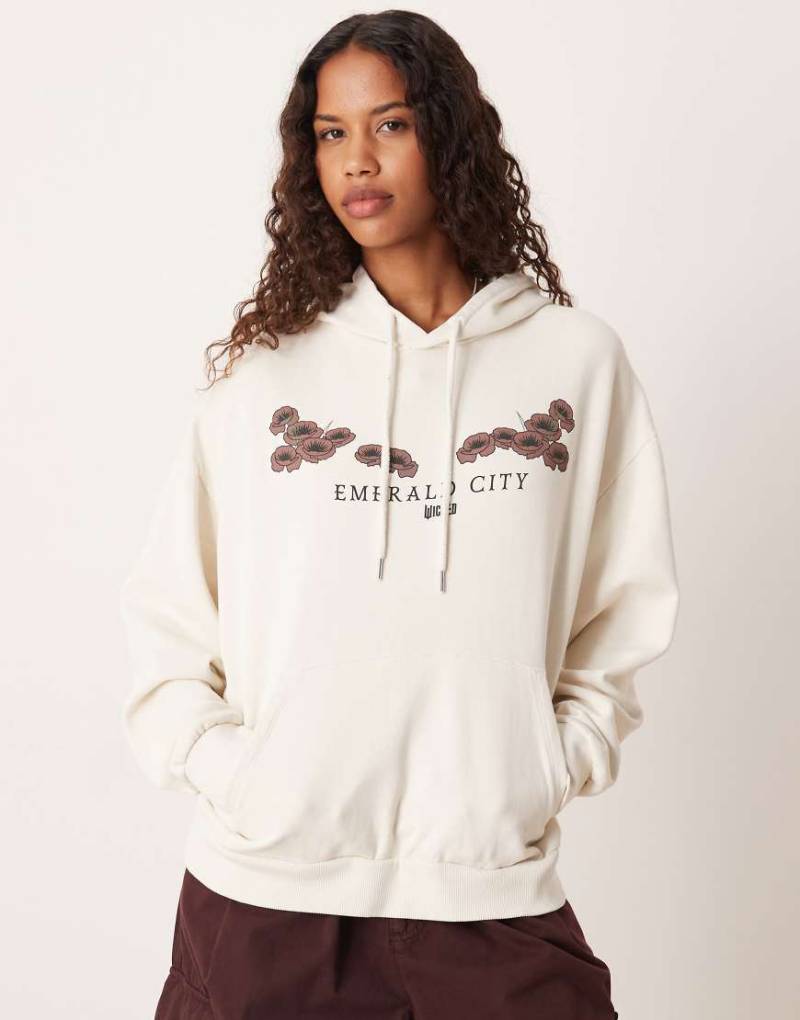ASOS DESIGN - Locker geschnittener Kapuzenpullover in Ecru mit „WICKED"-Print-Weiß von ASOS DESIGN