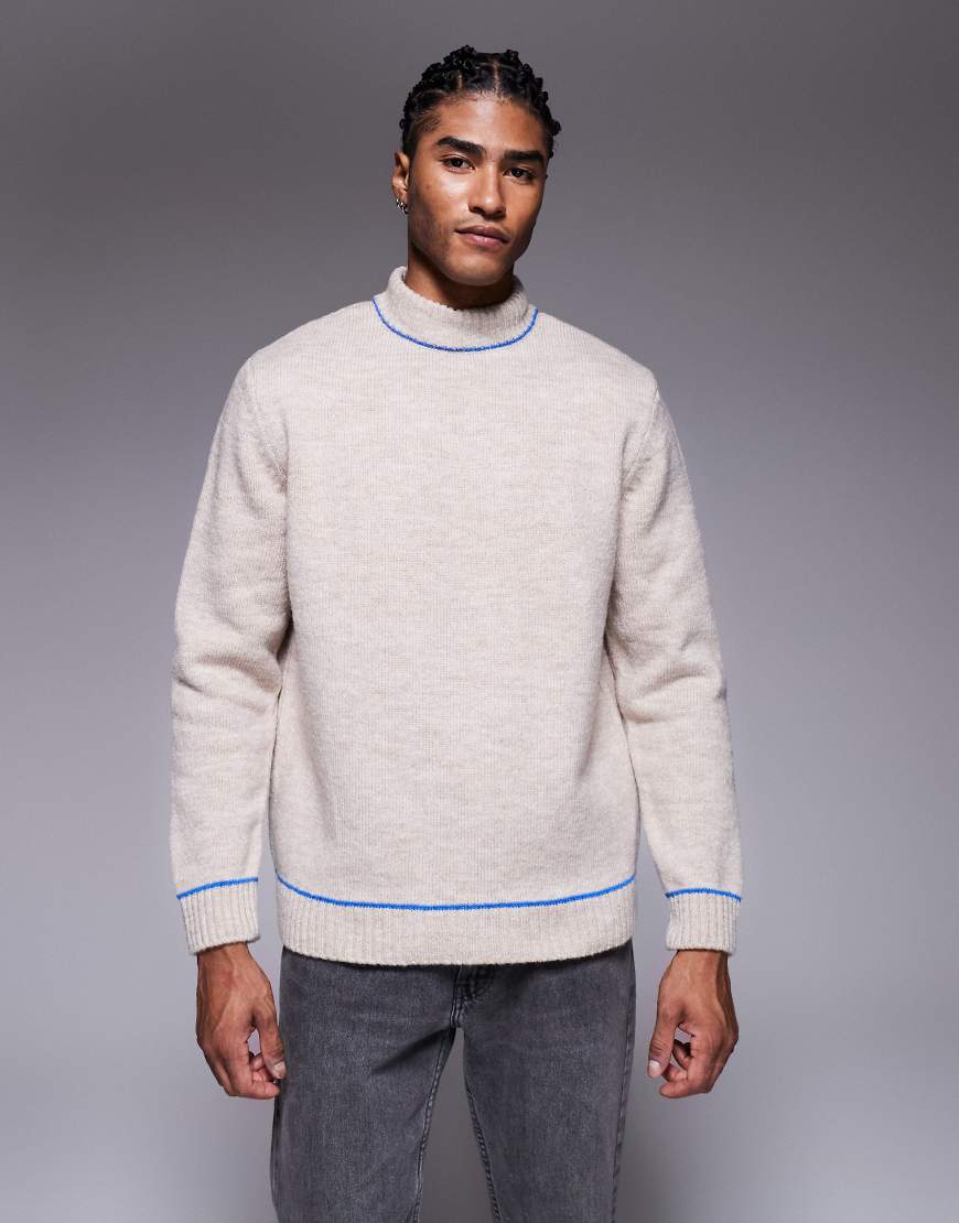 ASOS DESIGN - Locker geschnittener Strickpullover in Ecru mit Rollkragen-Weiß von ASOS DESIGN