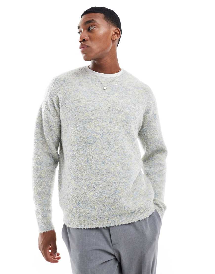ASOS DESIGN - Locker geschnittener Strickpullover mit Rundhalsausschnitt und Space-Dye-Färbung in Blau ASOS DESIGN - Locker geschnittener Strickpullover mit Rundhalsausschnitt und Space-Dye-Färbung in Blau von ASOS DESIGN