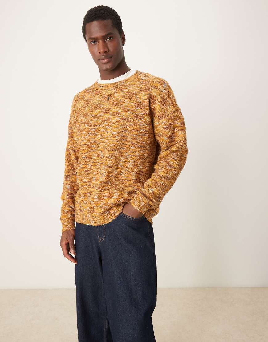 ASOS DESIGN - Locker geschnittener Strickpullover mit Rundhalsausschnitt und Space-Dye-Färbung in Hellbraun-Neutral ASOS DESIGN - Locker geschnittener Strickpullover mit Rundhalsausschnitt und Space-Dye-Färbung in Hellbraun-Neutral von ASOS DESIGN