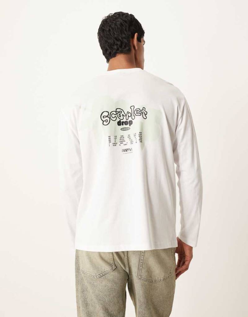 ASOS DESIGN - Locker geschnittenes, langärmliges Shirt in Weiß mit Obst-Schaumdruck von ASOS DESIGN