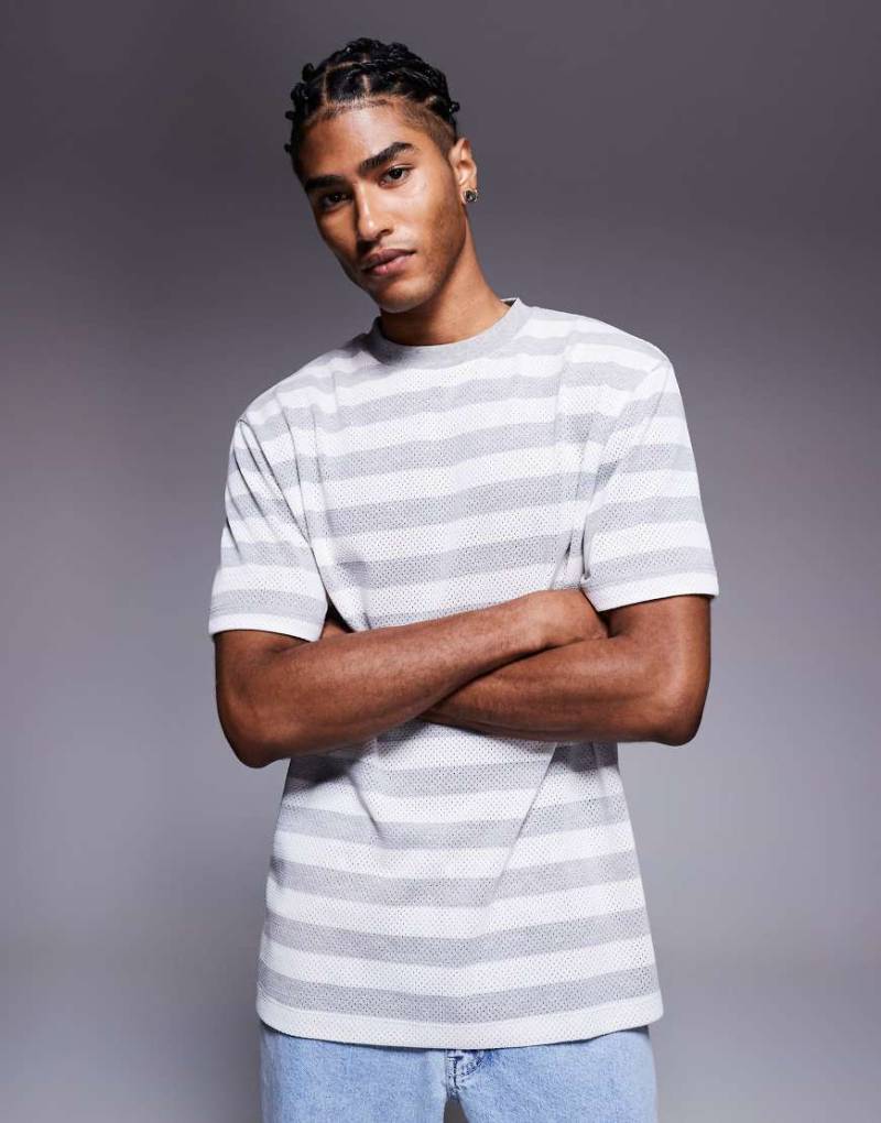 ASOS DESIGN - Locker geschnittenes, strukturiertes T-Shirt mit Streifenmuster-Bunt von ASOS DESIGN