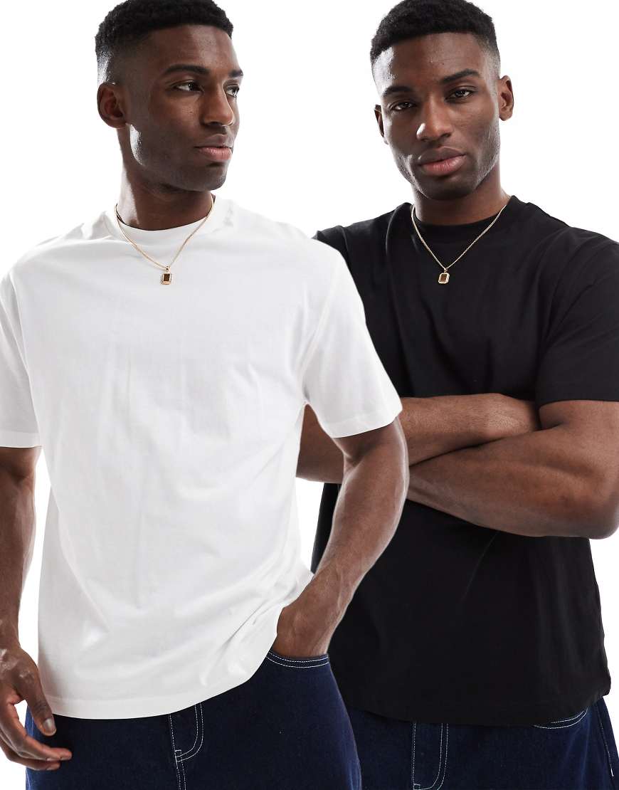 ASOS DESIGN - Essential - 2er-Pack Relaxed-Fit-T-Shirts in Schwarz und Weiß-Bunt ASOS DESIGN - Essential - 2er-Pack Relaxed-Fit-T-Shirts in Schwarz und Weiß-Bunt von ASOS DESIGN