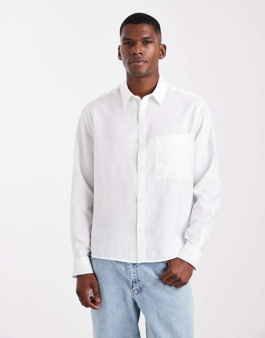 ASOS DESIGN - Locker geschnittenes Hemd in Weiß mit Strukturmuster-Grau von ASOS DESIGN
